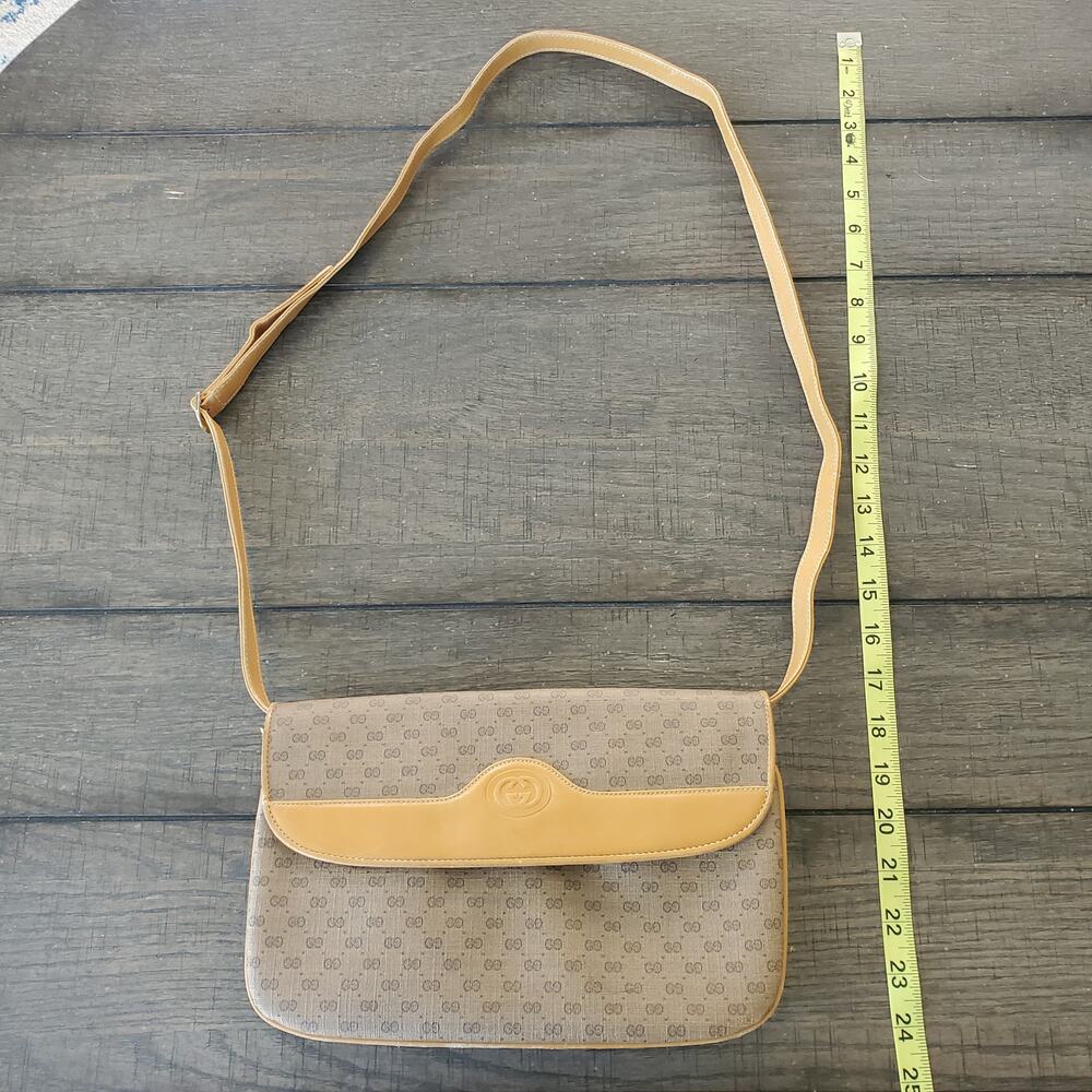Gucci Vintage Micro GG Monogram Tan Coated Canvas Crossbody Bag - Picture 15 of 16